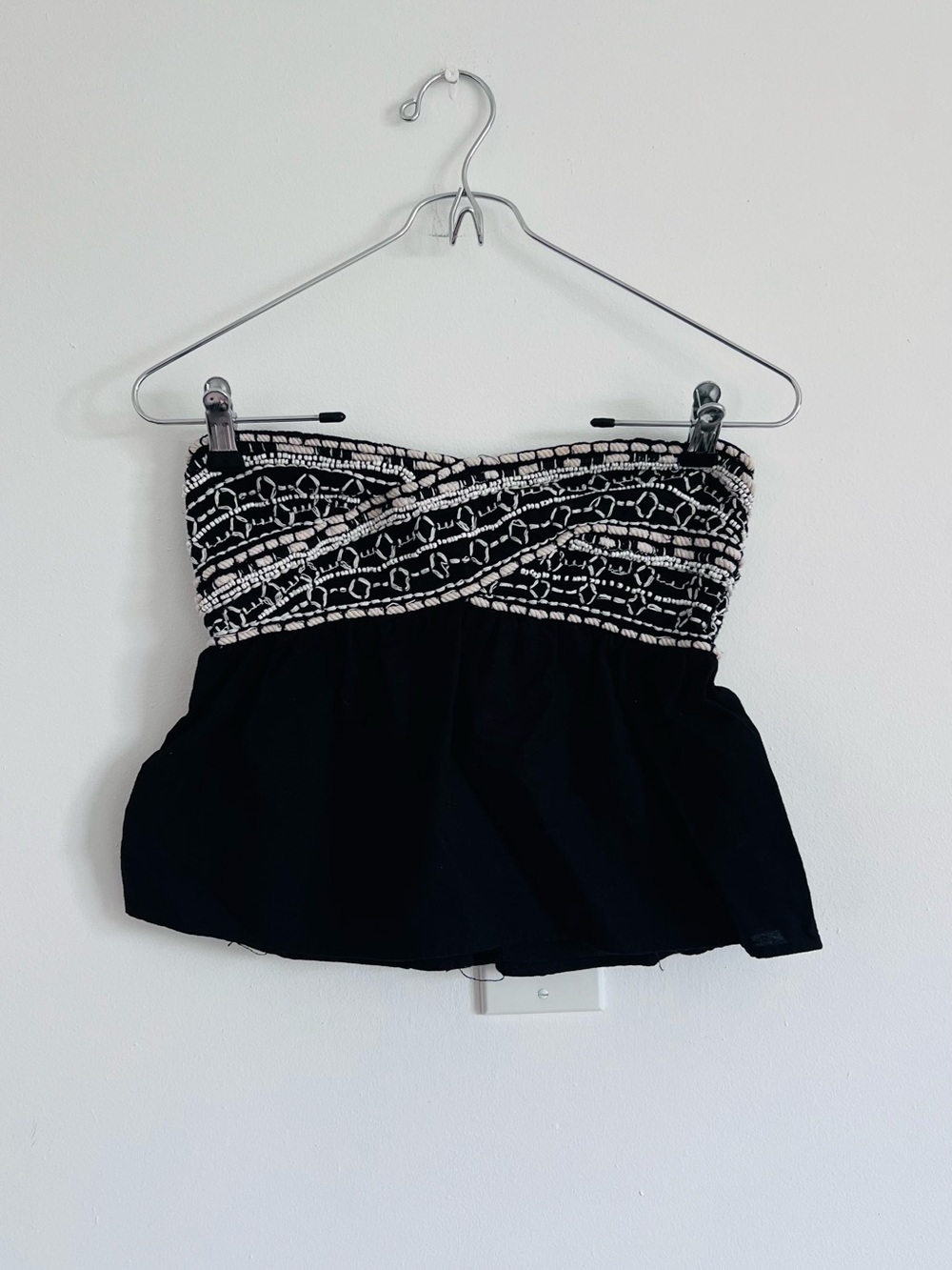 Zara Beaded Strapless Peplum Top Boho Y2K Medium